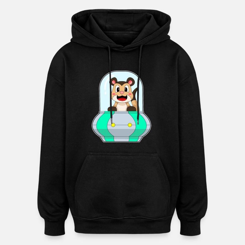 Erdmännchen mit Schiff - Oversized Unisex Hoodie - Schwarz