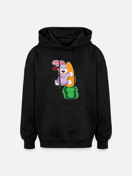 Bunny Carrot - Oversized Unisex Hoodie - black