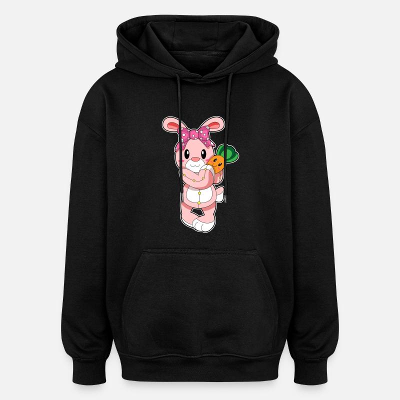 Hase als Spielzeug - Oversized Unisex Hoodie - Schwarz