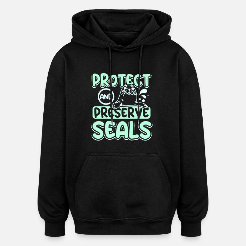Protéger et préserver les phoques - Sweat à capuche oversize unisexe - noir
