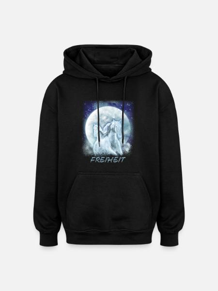 Pferde Mädchen Freiheit - Oversized Unisex Hoodie - Schwarz