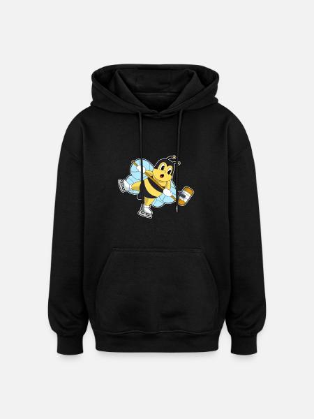 Bee Ice Hockey Sticks - Oversized Unisex Hoodie - black