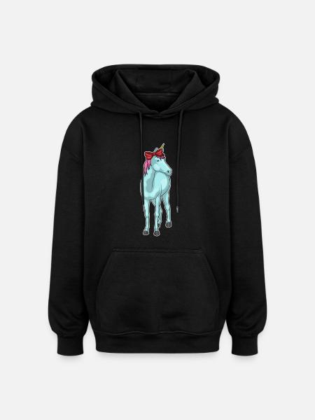 Einhorn Haarschleife - Oversized Unisex Hoodie - Schwarz