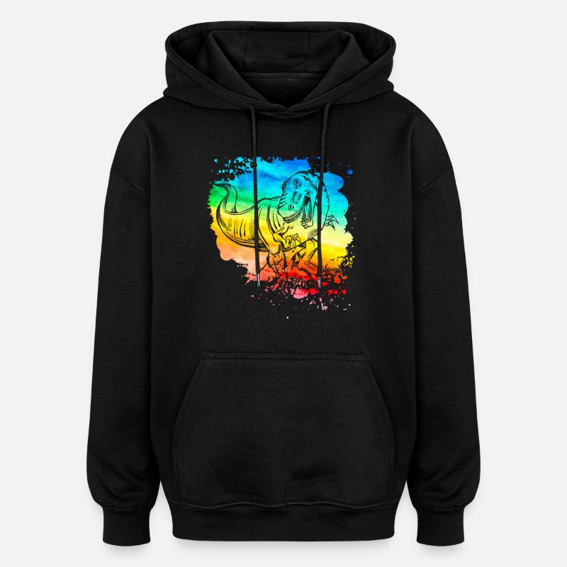 Dinosaure - Sweat à capuche oversize unisexe - noir