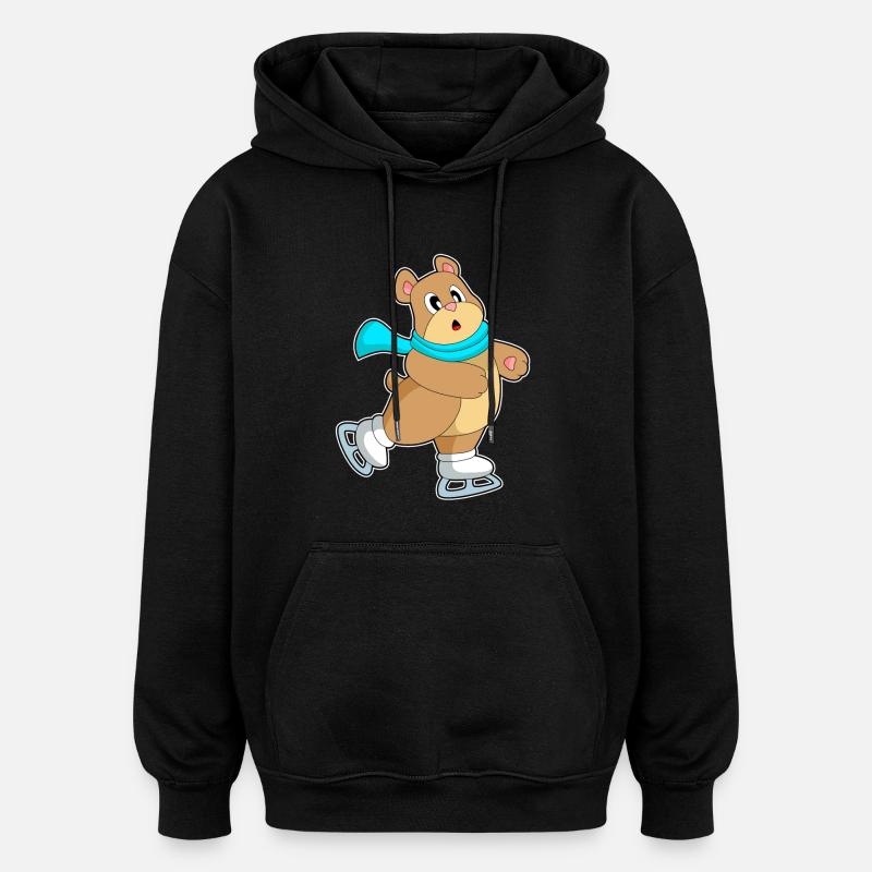 Patins à glace Bear - Sweat à capuche oversize unisexe - noir