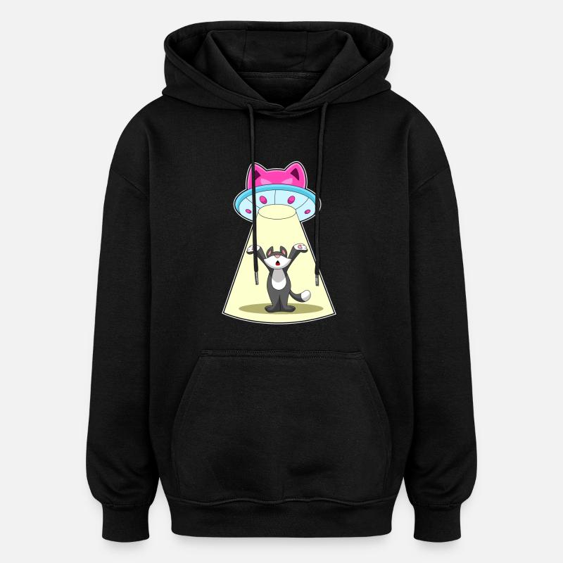 Vaisseau spatial pour chat - Sweat à capuche oversize unisexe - noir