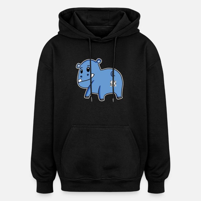 Hippo Ass - Hippopotame Butt - Sweat à capuche oversize unisexe - noir