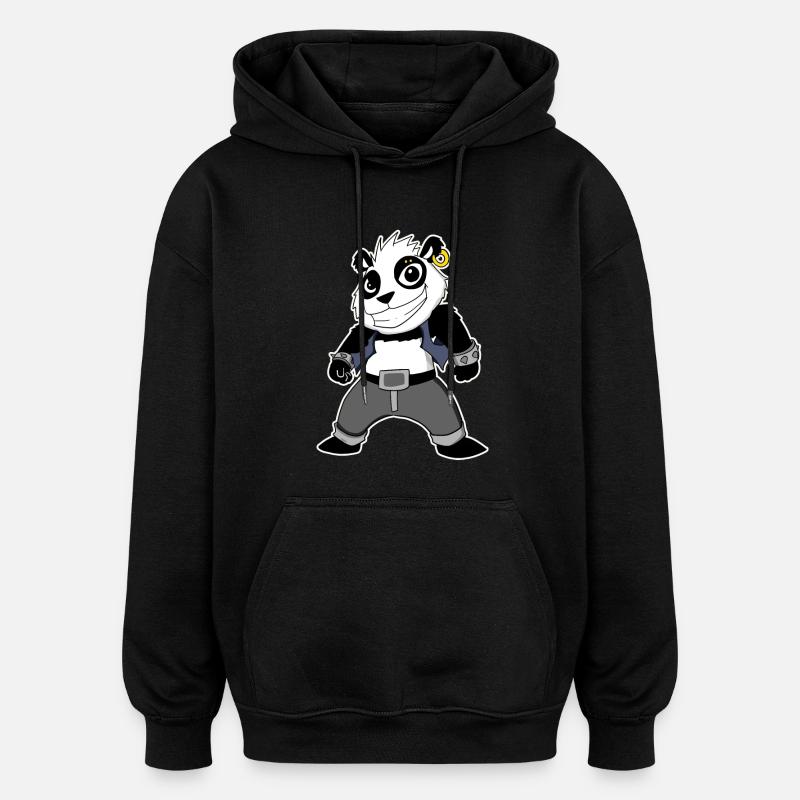 Cool Panda - Sweat à capuche oversize unisexe - noir