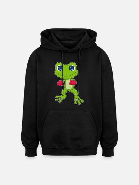 Frosch Boxer Boxhandschuhe Boxen - Oversized Unisex Hoodie - Schwarz