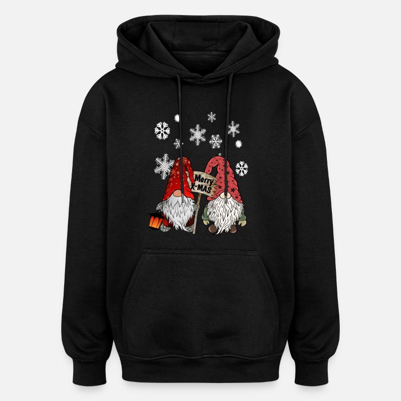 Gnom Weihnachts Wichtel mit Schneeflocken - Oversized Unisex Hoodie - Schwarz