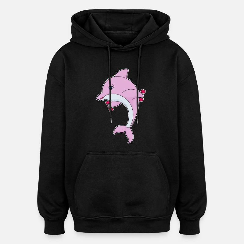 Dolphin Bodybuilder Dumbbells Bodybuilding - Sweat à capuche oversize unisexe - noir