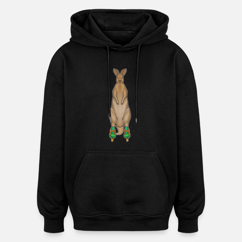 Känguru Inline skating Inline skates - Oversized Unisex Hoodie - Schwarz