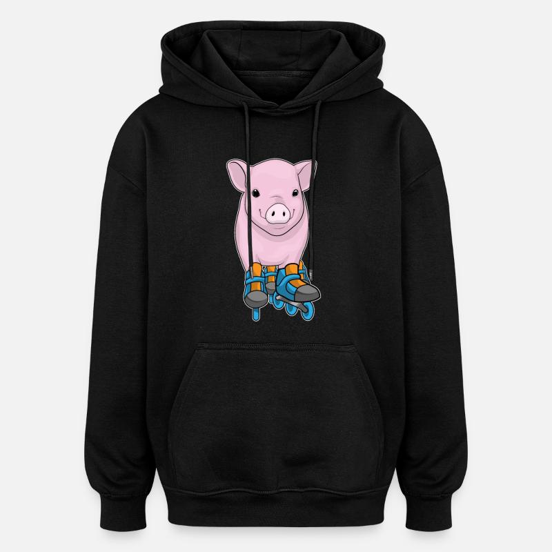 Pig Patins en ligne - Sweat à capuche oversize unisexe - noir