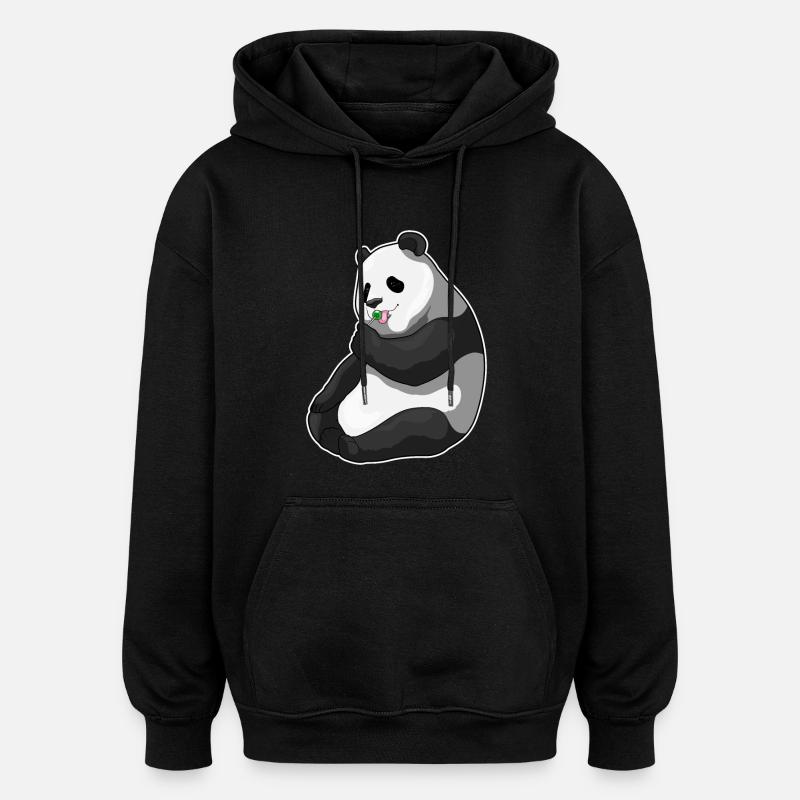 Sucette panda - Sweat à capuche oversize unisexe - noir