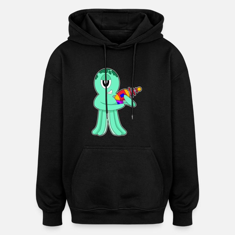 Octopus Alien - Sweat à capuche oversize unisexe - noir