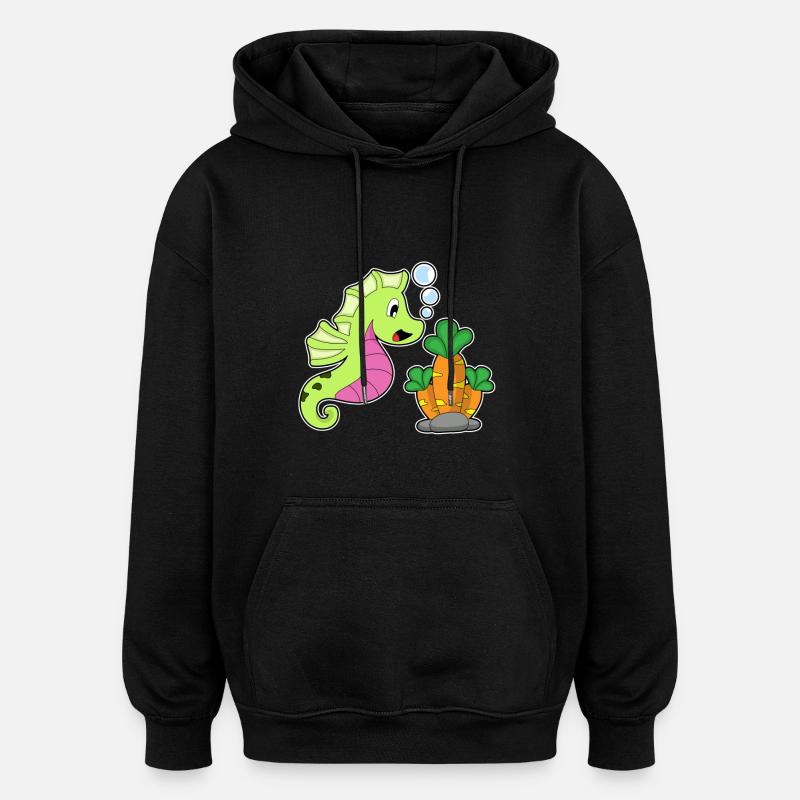 Hippocampe Carotte - Sweat à capuche oversize unisexe - noir