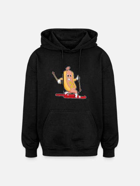Hotdog Skier Ski - Sweat à capuche oversize unisexe - noir