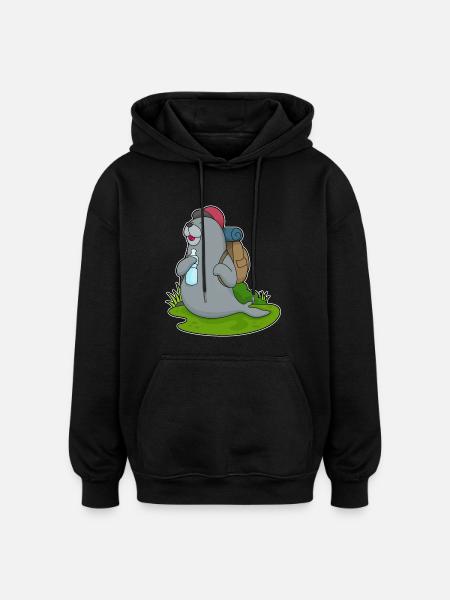Seal Hiker Backpack Hiking - Oversized Unisex Hoodie - black