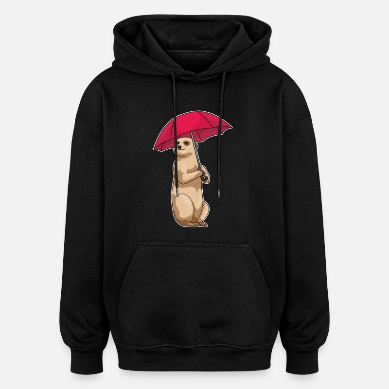 Erdmännchen Regen Regenschirm - Oversized Unisex Hoodie - Schwarz