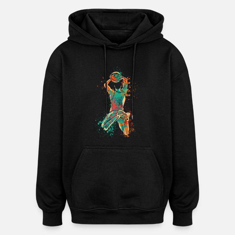 Éclaboussure du joueur de basket-ball - Sweat à capuche oversize unisexe - noir