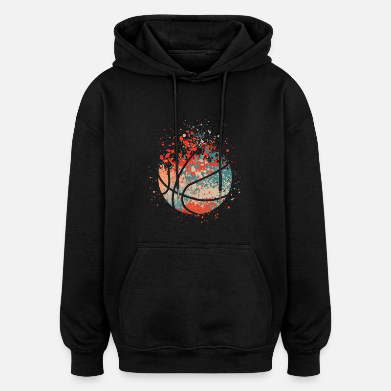 Éclaboussure de basket-ball - Sweat à capuche oversize unisexe - noir
