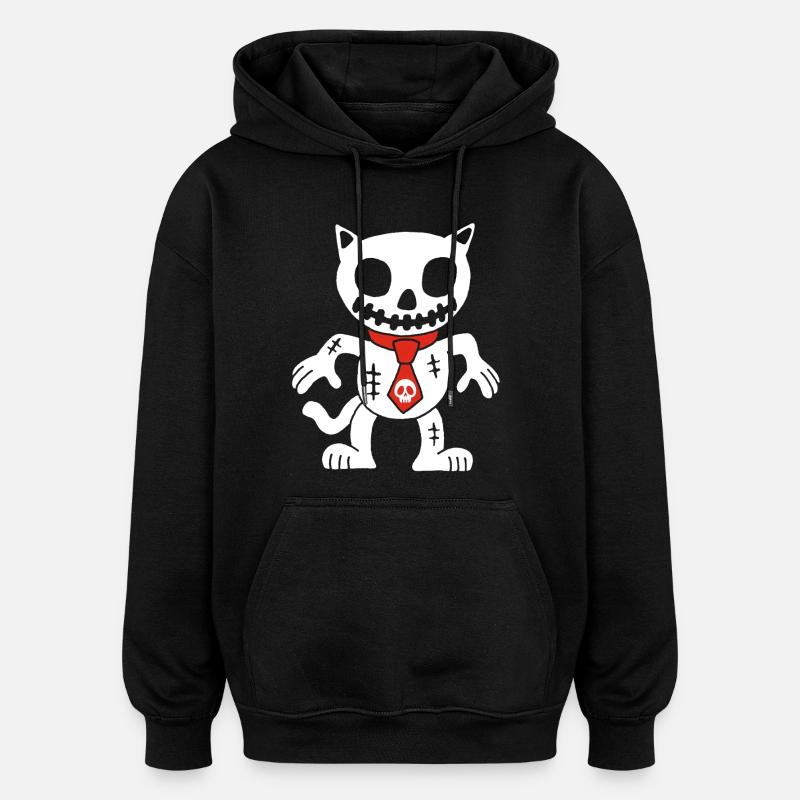 White cat voodoo doll - Oversized Unisex Hoodie - black