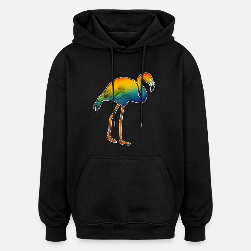 Flamant rose arc-en-ciel - Sweat à capuche oversize unisexe - noir
