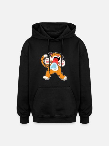 Funny Tiger - Oversized Unisex Hoodie - black