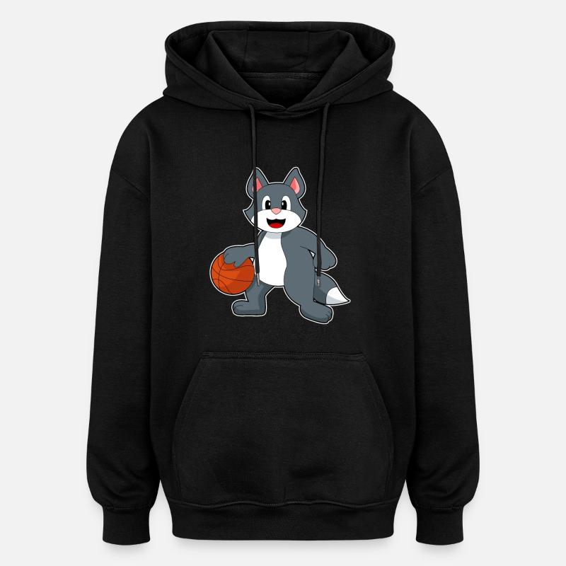 Chat Basketteur Basketteur - Sweat à capuche oversize unisexe - noir