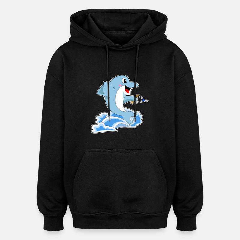 Ski nautique dauphin - Sweat à capuche oversize unisexe - noir