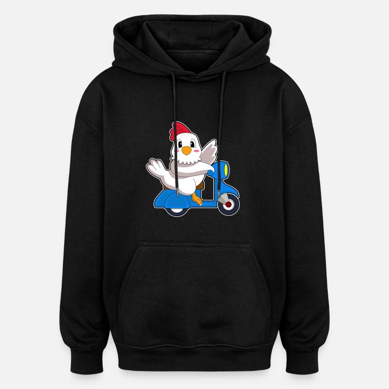 Scooter de poulet - Sweat à capuche oversize unisexe - noir