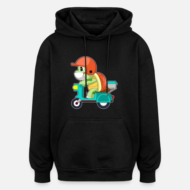 Scooter tortue - Sweat à capuche oversize unisexe - noir