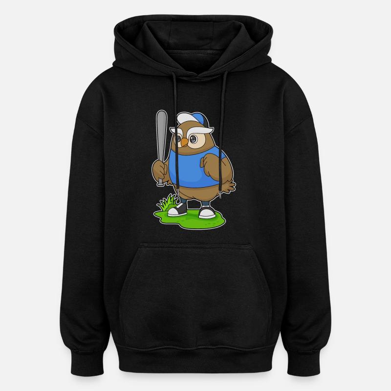 Eule Baseball Baseballschläger - Oversized Unisex Hoodie - Schwarz