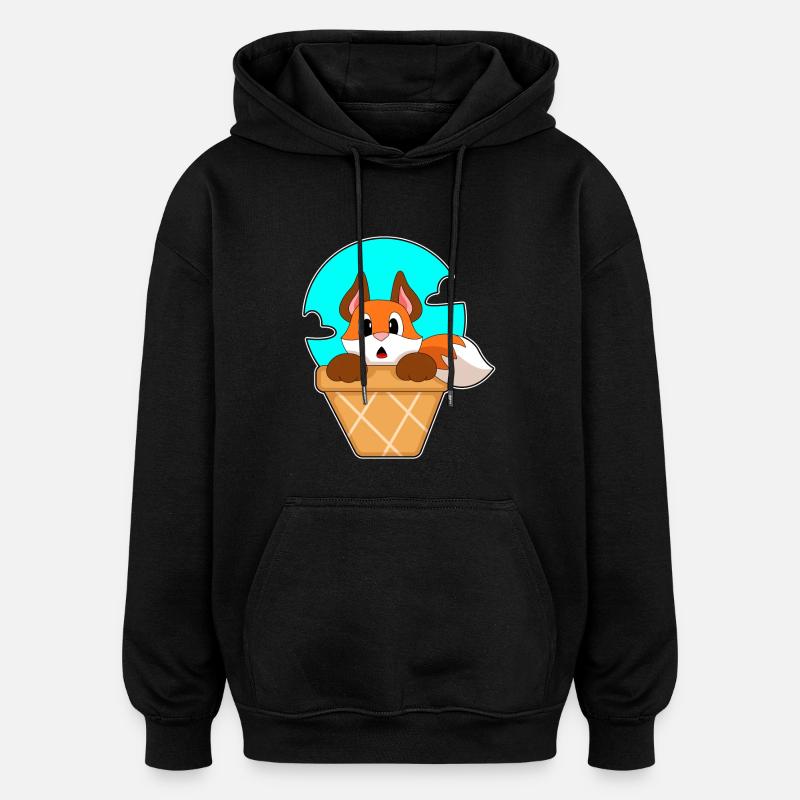Cône de glace Fuchs - Sweat à capuche oversize unisexe - noir