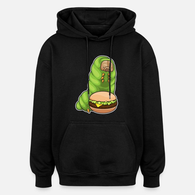 Raupe Cheeseburger - Oversized Unisex Hoodie - Schwarz