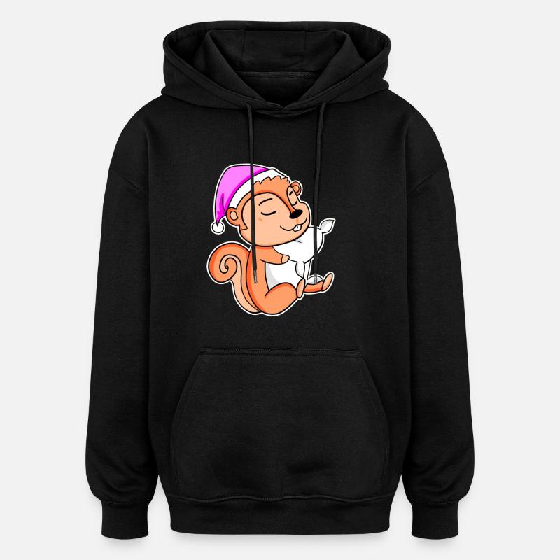 Écureuil - Sweat à capuche oversize unisexe - noir