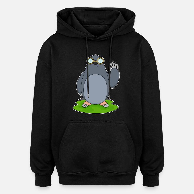 Maulwurf Brille - Oversized Unisex Hoodie - Schwarz