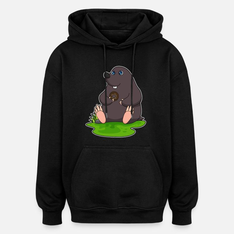 Taupe beignet - Sweat à capuche oversize unisexe - noir