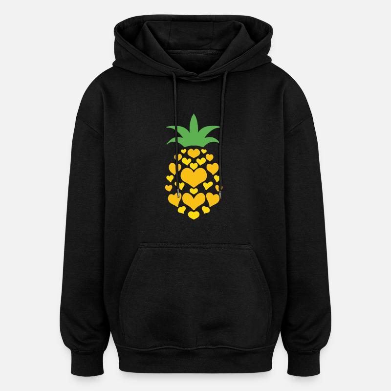 Cœur d’ananas - Sweat à capuche oversize unisexe - noir