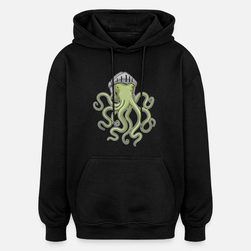 Krake Ritter Helm - Oversized Unisex Hoodie - Schwarz