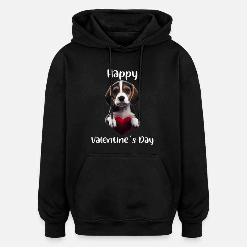 Bonne Saint-Valentin Beagle - Sweat à capuche oversize unisexe - noir