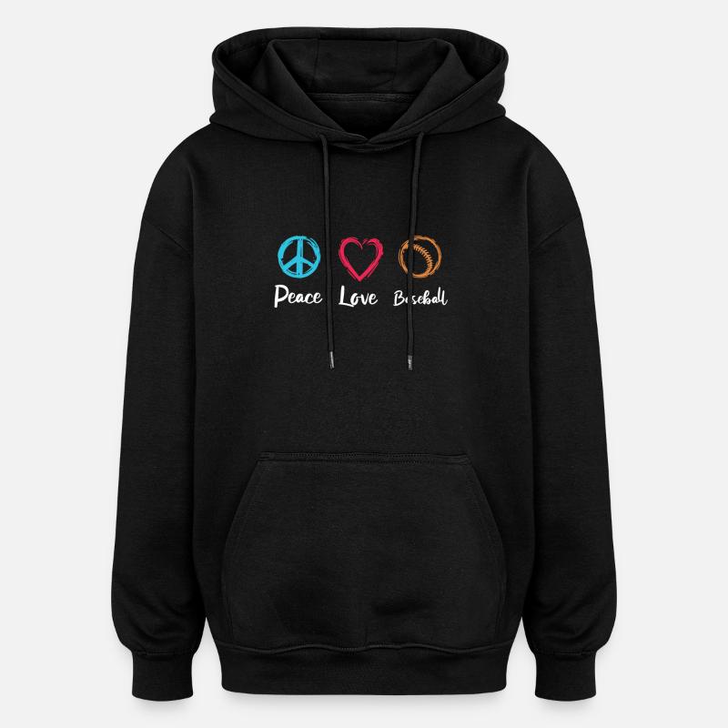 Baseball Liebe - Oversized Unisex Hoodie - Schwarz