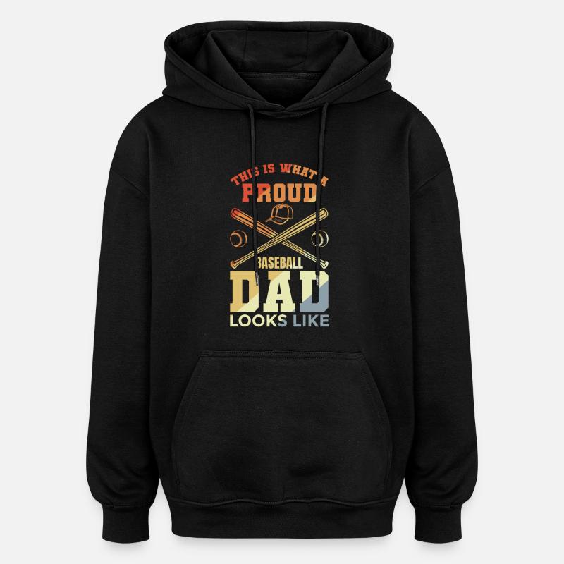 Drôle de papa de baseball - Sweat à capuche oversize unisexe - noir