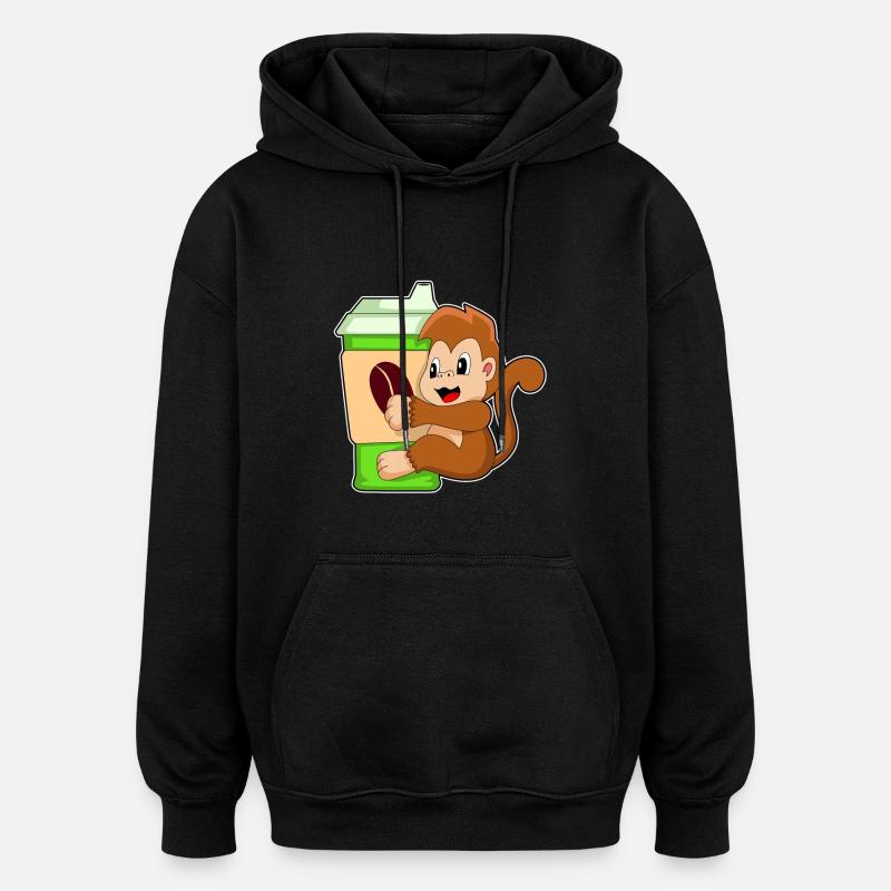 Affe Kaffee Becher - Oversized Unisex Hoodie - Schwarz