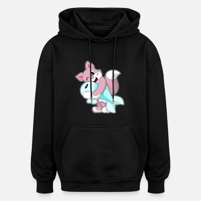 Poisson-chat - Sweat à capuche oversize unisexe - noir
