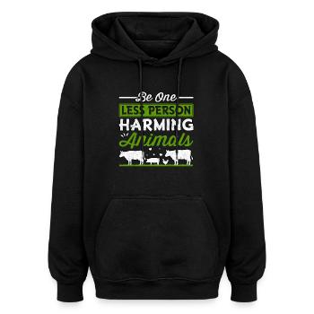 Be one less person harming animals - Oversized Unisex Hoodie - black - Front - Noah (186cm)