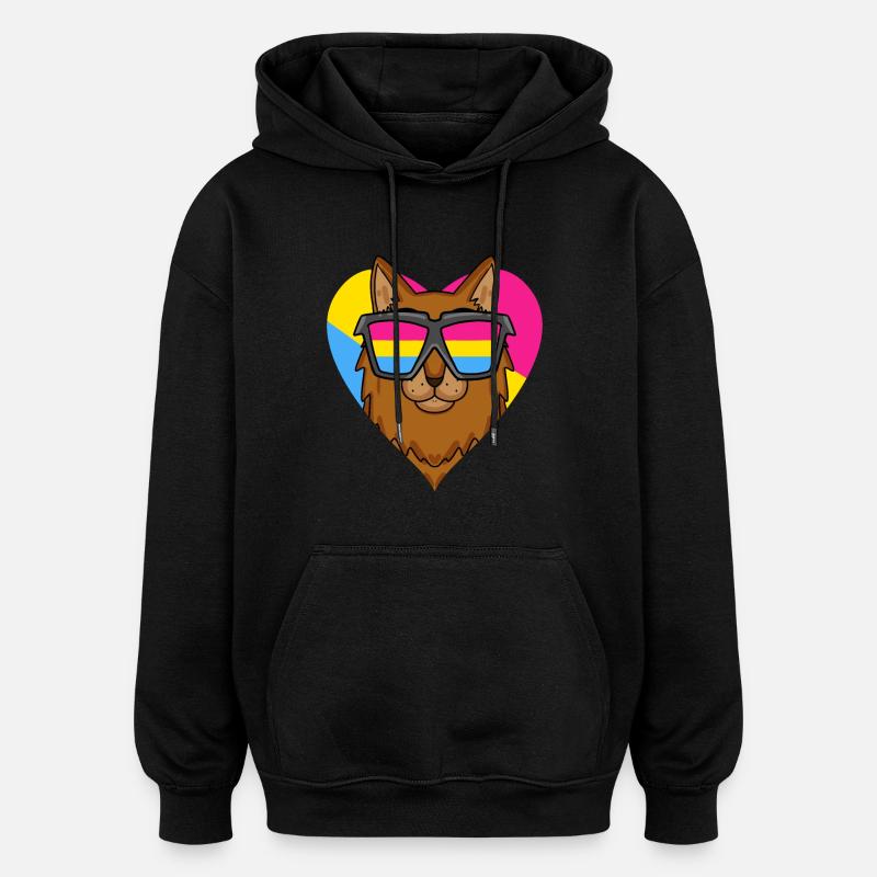 Pansexual Cat Somali Heart Gift - Sweat à capuche oversize unisexe - noir