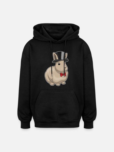 Rabbit Groom Top Cylinder Wedding - Oversized Unisex Hoodie - black