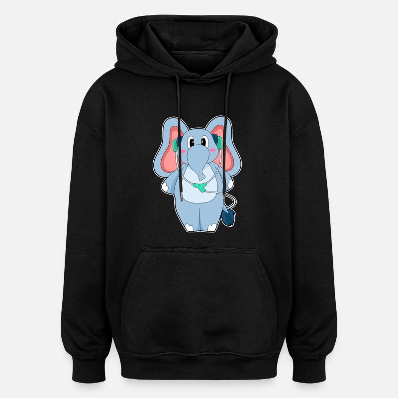 Musique casque Elephant - Sweat à capuche oversize unisexe - noir