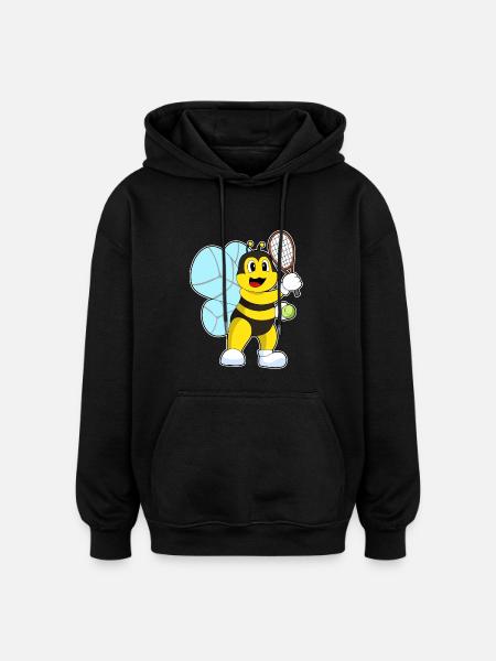 Bee Tennis Racket Sport - Oversized Unisex Hoodie - black